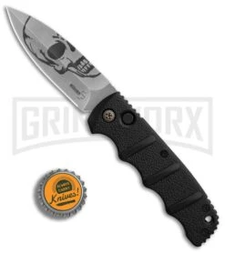 Boker Kalashnikov Skull Black Automatic Knife - D2 Dagger Stonewash Plain -Grindworx Boker Skull Kalashnikov Dagger SW BHQ 75532 er bottlecap large