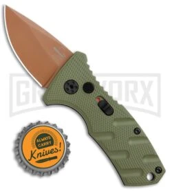 Boker Stubby Strike Automatic Knife - Desert Warrior -Grindworx Boker Stubby Strike CA Legal Auto OD Green Copper 01BO443NSOI BHQ 99649 jr bottlecap large