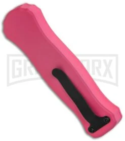 Coffin Blaster 2.0 Textured Pink/Black DA/OTF Automatic Knife - Black Plain -Grindworx Coffin Blaster 2.0 Textured Pink Black DA OTF Auto TT Dagger GX 37852 jr side large