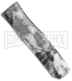 Mini Marvel Kryptek Raid Black DA/OTF Automatic Knife - Tanto Black -Grindworx Coffin Blaster Kryptek Black DA Auto Tanto GX 38493 jr side large