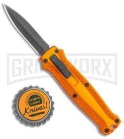 Coffin Blaster 2.0 Textured Orange DA/OTF Automatic 440 Knife (2" Black Satin) -Grindworx Coffin Blaster Textured Gold DA OTF Auto Black Plain GX 37502 jr bottlecap large