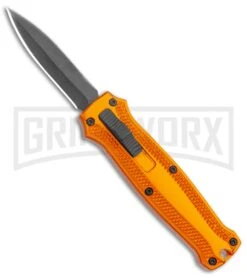 Coffin Blaster 2.0 Textured Orange DA/OTF Automatic 440 Knife (2" Black Satin)