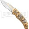 Custom Russian Gold Bear Automatic Knife - Polish Plain -Grindworx Custom Russian Gold Bear Auto Polish RV HC3 BEAR GX 31049 jr large