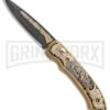 Custom Russian Gold Fish Automatic Knife - Damascus Plain -Grindworx Custom Russian Gold Fish Automatic Damascus RV HC5 FISH DAM GX 31051 jr large