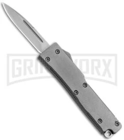 Firecracker Mini Gray HL D/A OTF Automatic Knife - Bead Blast Plain