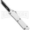 Firecracker Mini Silver D/A OTF Automatic Knife - Tanto Two Tone -Grindworx Firecracker Mini Silver DA OTF Auto Tanto TT GX 37668 jr large