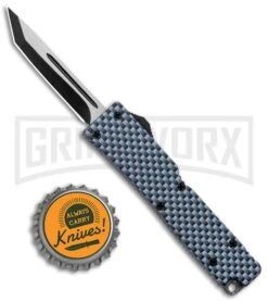Firecracker Mini Sim Carbon Fiber D/A OTF Automatic Knife - Two Tone Tanto -Grindworx Firecracker Mini Sim CF DA OTF Auto TT Tanto GX 37638 jr bottlecap large