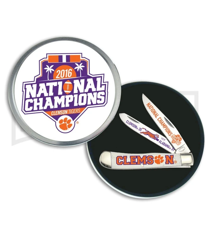 Frost Cutlery 2016 Clemson Champs Trapper White Pocket Knife 2 Frost Cutlery 2016 Clemson Champs Trapper White Pocket Knife