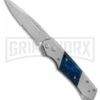 Super Knife Croc Automatic Knife Stainless W/ Blue Inlay - Satin Serr -Grindworx GA303MBL BP 25774 er large