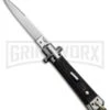 Gimel Bargeon Medium French Stiletto Black Automatic Knife - Polish Plain -Grindworx Gimel Bargeon Medium French Stiletto Black BP 19228 jr large