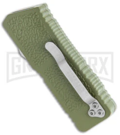 Lightning Fireball OD Green D/A OTF Automatic Knife - Drop Point Satin Plain -Grindworx Lightning Fireball OD Green DA OTF Auto Satin DP GX 37448 jr side large