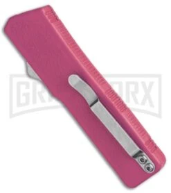 Lightning Pink D/A OTF Automatic Knife - Two-Tone Dagger Serrated -Grindworx Lightning Pink DA OTF Auto TT Dagger GX 30818 jr side large