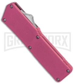 Lightning Pink D/A OTF Automatic Knife - Two-Tone Dagger Serrated -Grindworx Lightning Pink DA OTF Auto TT Dagger GX 30818 jr spine large