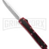 MIK OTF Automatic Knife Red Sim Carbon Fiber Inlay Dagger - Stonewash Plain