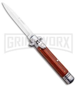 Milano 8.5" Lever Lock Automatic Knife Rosewood - Bayonet Satin