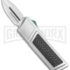 No Limit Knives Akuma OTF Automatic Knife Silver Green Hardware - Satin Plain -Grindworx No Limit Knives Akuma OTF Auto Silver Green Hardware Satin Plain GX 35284 jr large