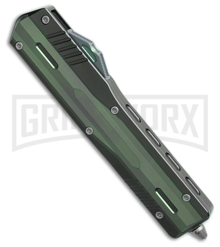 No Limit Night Stalker II Green D/E OTF Automatic Knife - Satin Plain M390 4 No Limit Night Stalker II Green D/E OTF Automatic Knife - Satin Plain M390 - Image 2