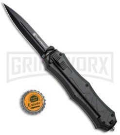 Smith & Wesson Spring Assisted Finger Actuator Spear Point OTF Knife - Black -Grindworx Smith Wesson OTF Assist Finger Actuator Spear Point Black SWOTF9B BHQ 67476 jr bottlecap large