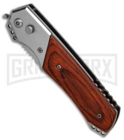 Super Knife Croc Automatic Knife Stainless W/ Rosewood Inlay - Satin Serr 8 Super Knife Croc Automatic Knife Stainless W/ Rosewood Inlay - Satin Serr -Grindworx Super Knife Croc Stainless Rosewood Inlay satin serr BP 30075 er spine large