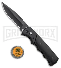 Super Knife Dingo Black Wood Automatic Knife - Black Serr -Grindworx Super Knife Dingo Black Wood Automatic Knife Black Serrated GX 33705 ns bottlecap large