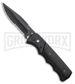 Super Knife Dingo Black Wood Automatic Knife - Black Serr