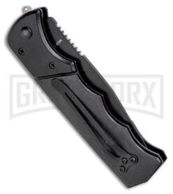Super Knife Dingo Black Wood Automatic Knife - Black Serr -Grindworx Super Knife Dingo Black Wood Automatic Knife Black Serrated GX 33705 ns side large