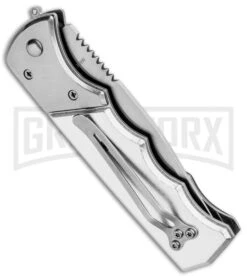 Super Knife Dingo Blue Marble Acrylic Automatic Knife - Satin Serr -Grindworx Super Knife Dingo Blue Marble Acrylic Auto Satin Serr GA623SLMBL GX 33492 jr side large