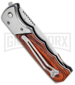 Super Knife Dingo Rosewood Automatic Knife - Satin Serr -Grindworx Super Knife Dingo Rosewood Auto Satin Serr GA623WSL GX 33498 jr side large