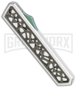 Grindworx -Grindworx Vespa Knives Dark Star OTF Silver Black Ti Inlays M390 GX 36170 jr spine large
