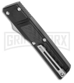 Vespa Knives Ripper OTF Black/ CF Inlay Japanese Tanto Knife - Satin -Grindworx Vespa Knives Ripper OTF Japanese Tanto Black CF Inlay 3.2 Satin GX 36583 LS Side 2 large