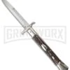 AGA Campolin 13" Stiletto Bat Swinguard Stag Horn Automatic Knife - Bayonet -Grindworx aga 13 stag bat swing bayo large