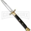 AGA Campolin 13" Stiletto Brass Swinguard Ebony Wood Automatic Knife - Bayonet 1 AGA Campolin 13" Stiletto Brass Swinguard Ebony Wood Automatic Knife - Bayonet -Grindworx aga 13in swing brass ebony bayo cm large