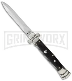 A.G.A. Campolin 9" Maltese Cross Stiletto Ebony Wood Automatic Knife - Dagger