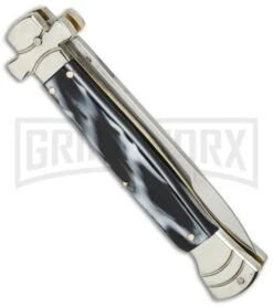 AGA Campolin 9" Maltese Cross Stiletto Sim Horn Automatic Knife - Bayonet -Grindworx aga 9in maltese sim horn bayo side cm large