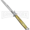 A.G.A. Campolin 18" Italian Stiletto Gold Ring Pull Automatic Knife - Bayo