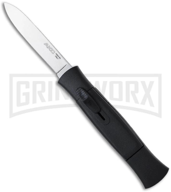 AKC 077 Concord Black OTF Automatic Knife - Flat Grind Satin Plain 3 AKC 077 Concord Black OTF Automatic Knife - Flat Grind Satin Plain