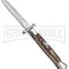 AKC 9" Italian Stiletto Swinguard Stag Automatic Knife - Dagger -Grindworx akc 9 swing dagger stag large