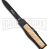 AKC Gravit-E Black/Wood Manual OTF Knife - Black Plain 2 AKC Gravit-E Black/Wood Manual OTF Knife - Black Plain -Grindworx akc black natural black large