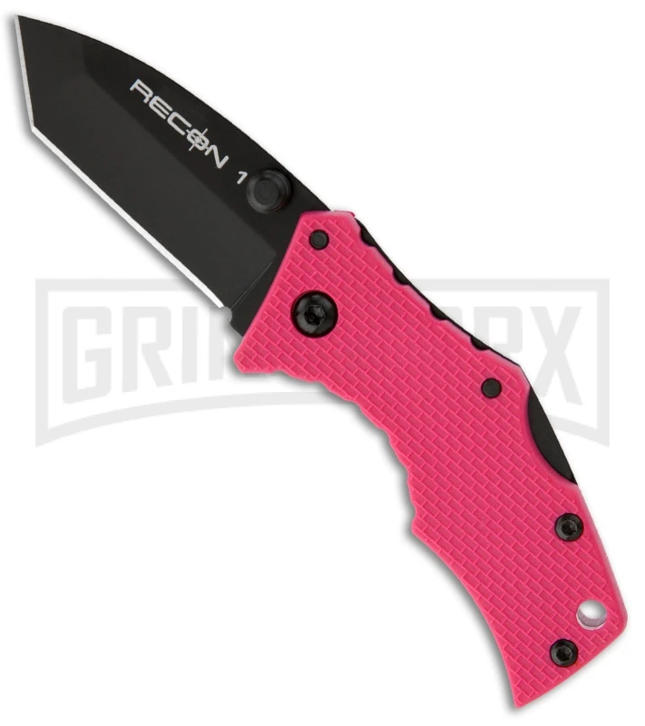 Cold Steel Micro Recon 1 Tanto Pink Folding Knife - Black Plain 3 Cold Steel Micro Recon 1 Tanto Pink Folding Knife - Black Plain