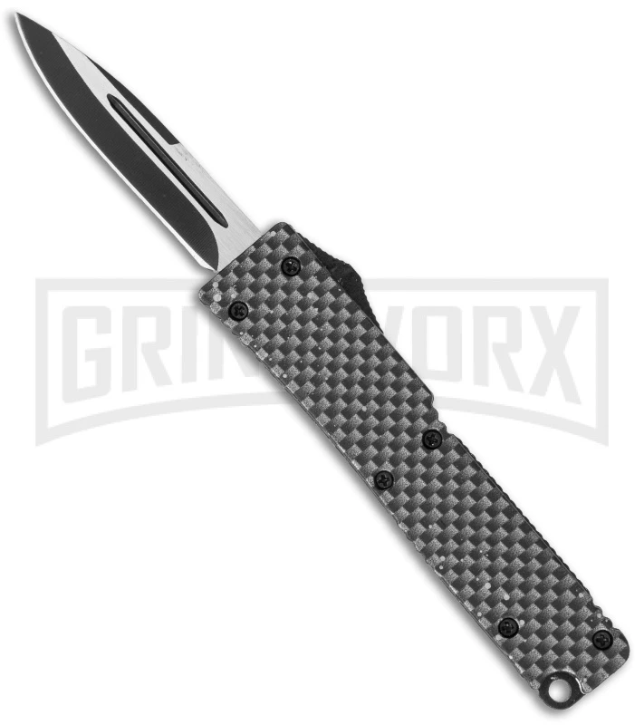 Firecracker Mini Sim. Carbon Fiber D/A OTF Automatic Knife - Two Tone 3 Firecracker Mini Sim. Carbon Fiber D/A OTF Automatic Knife - Two Tone