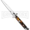 9" Italian Stiletto Acrylic Tortoise Automatic Knife - Bayonet -Grindworx frank b 9 tortoise large