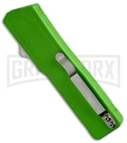 Lightning Zombie Edition Green D/A OTF Automatic Knife - Satin Plain -Grindworx lightning plain green black side large